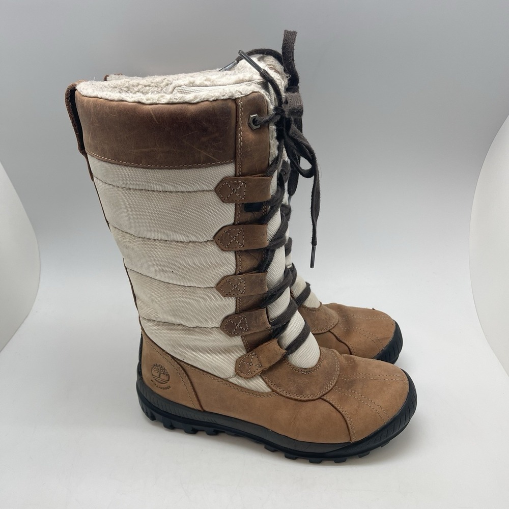 Timberland Boots Womens 7 MT. Hayes Tall Waterproof Brown Fur Lined Shoes‎ 6910B